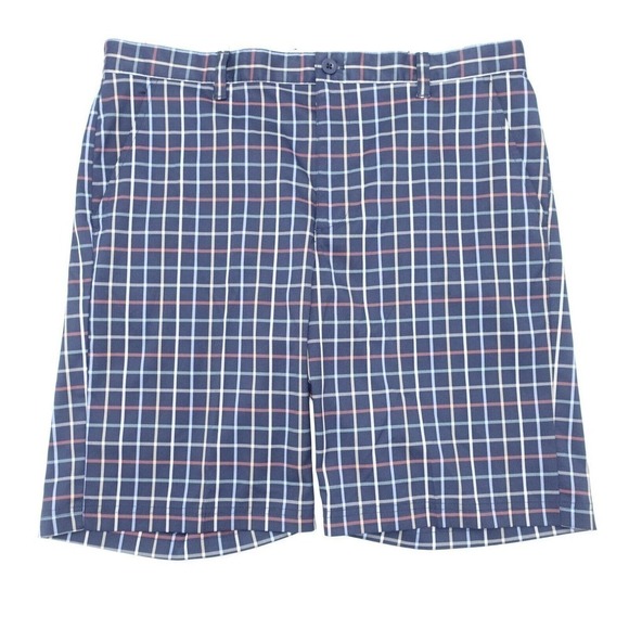 Izod Golf Shorts Men's 36 Blue Plaid Pockets Flat Front Regular-Fit Belt Loops - Picture 1 of 4